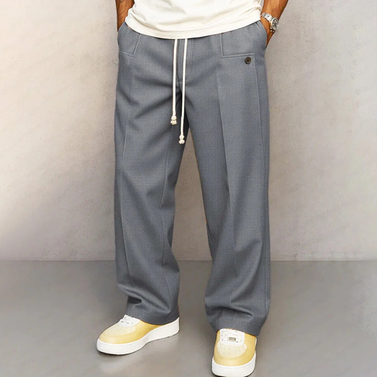 Nuana | Herren Weite Kordelzug-Bundhose Modern Geschnitten
