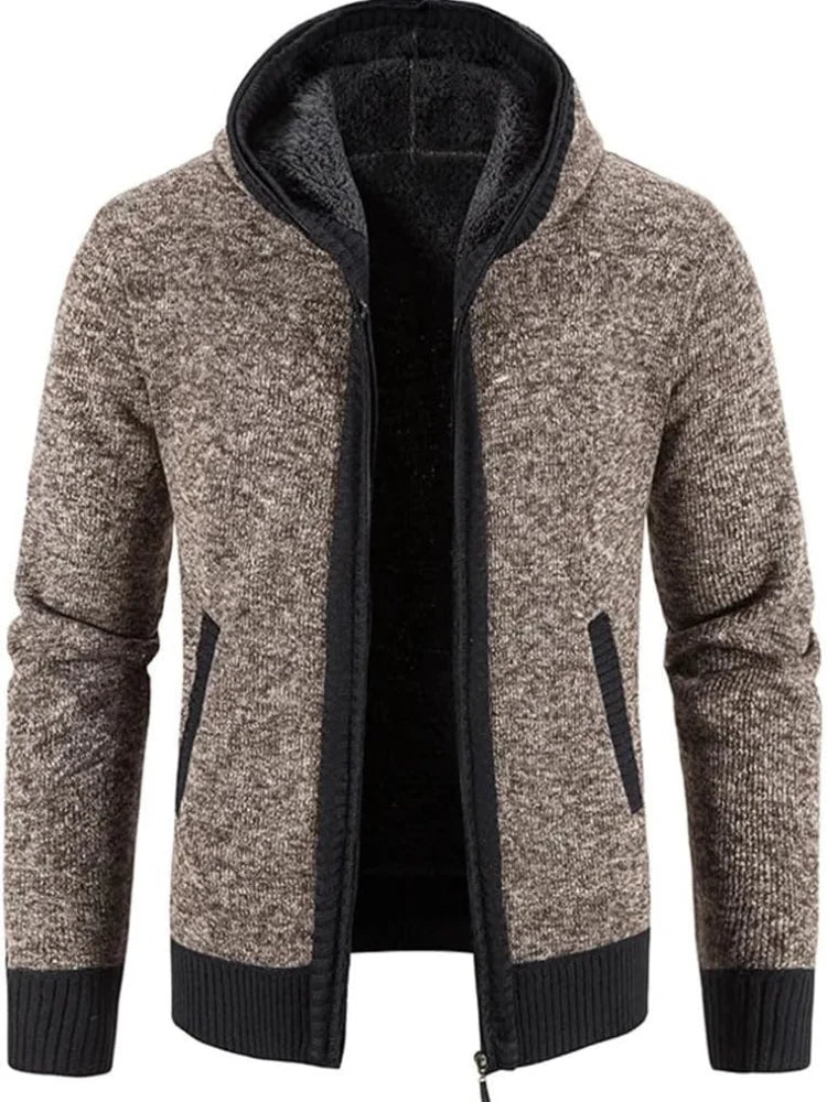 Nuana | Herren Winter-Kapuzenjacke mit Reißverschluss und Streifen