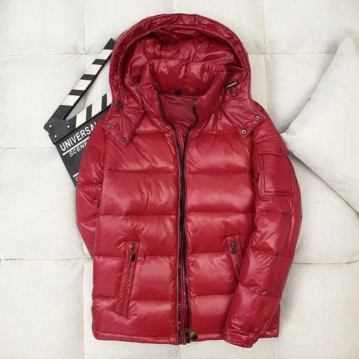 Nuana | Herren Winterjacke Glänzende Daunen-Steppjacke mit Kapuze