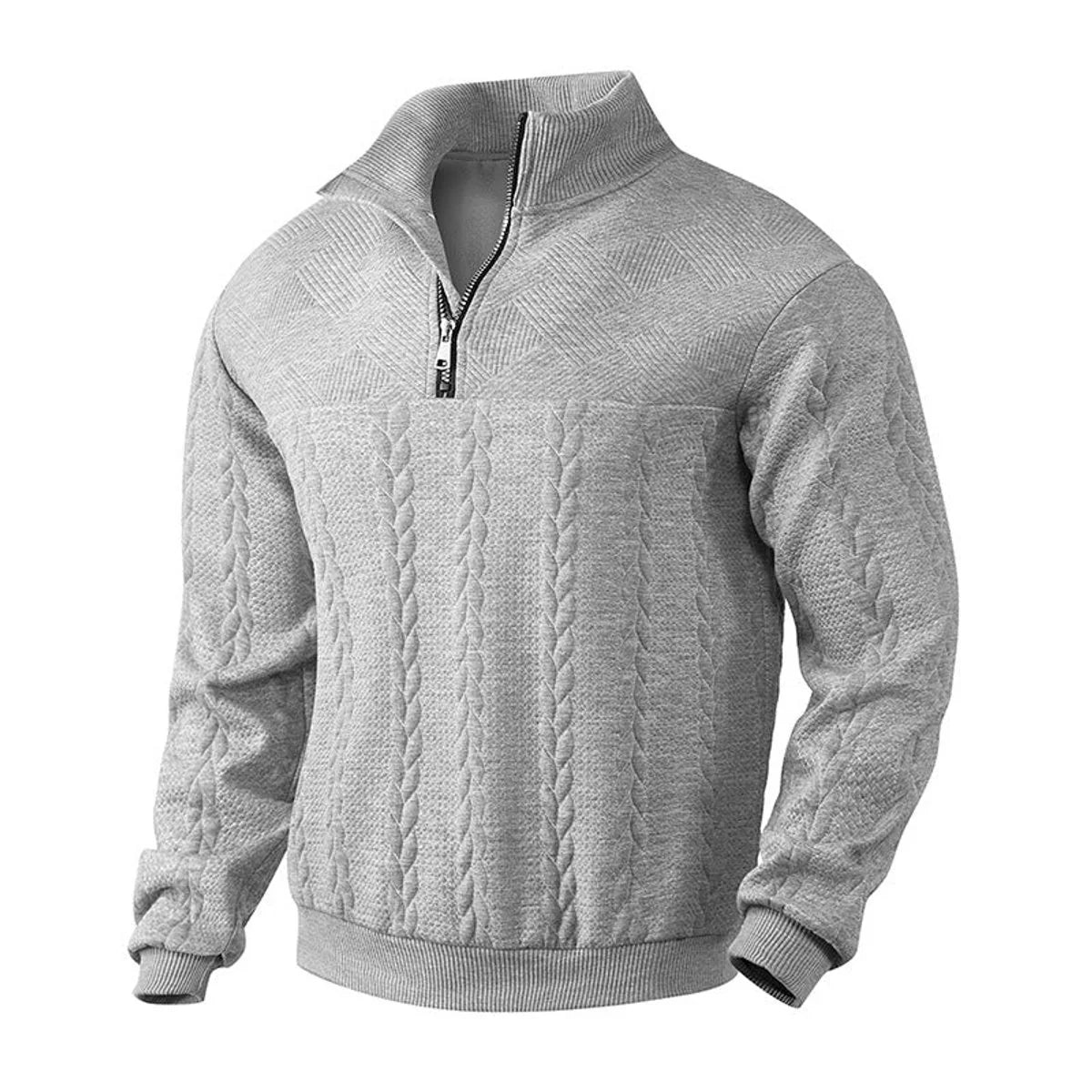 Nuana | Herren Zopfstrick-Pullover mit Viertelreißverschluss Knit Sweater