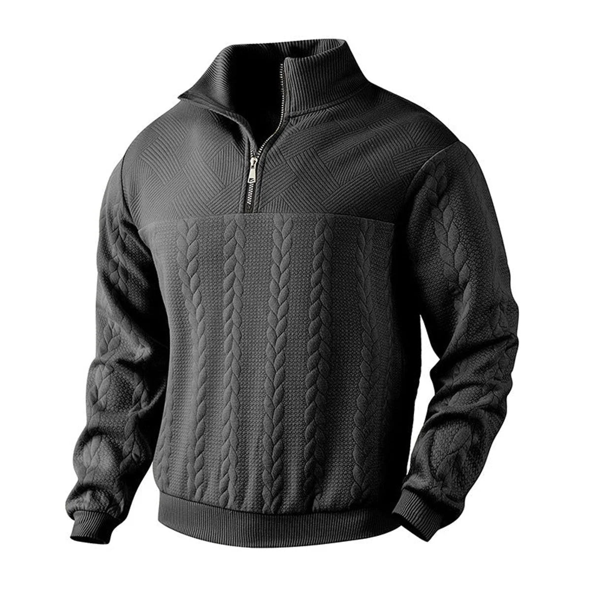 Nuana | Herren Zopfstrick-Pullover mit Viertelreißverschluss Knit Sweater