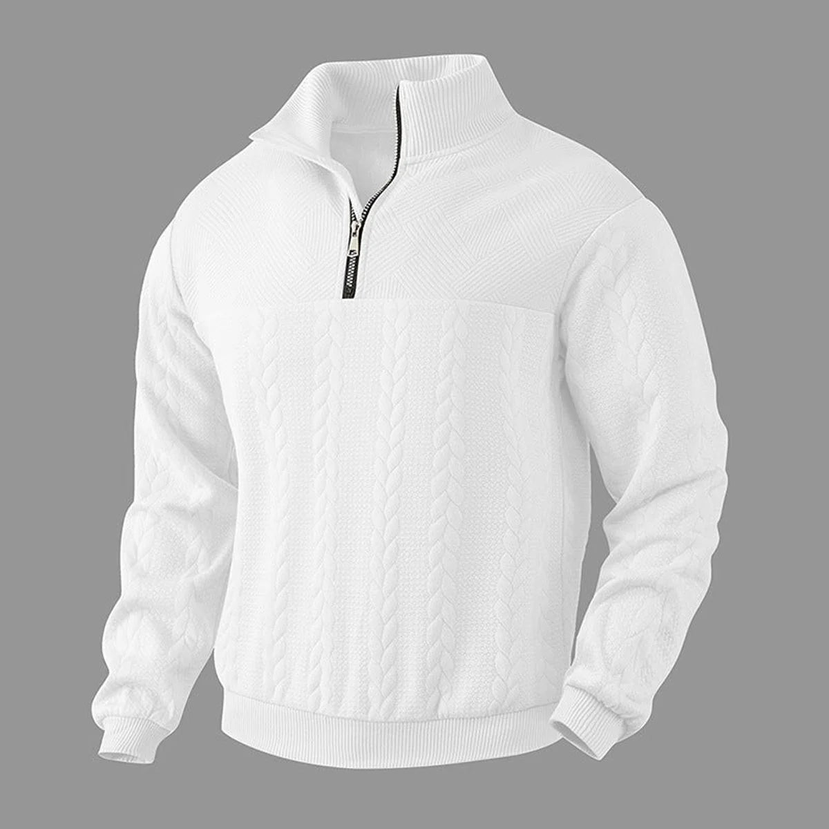 Nuana | Herren Zopfstrick-Pullover mit Viertelreißverschluss Knit Sweater