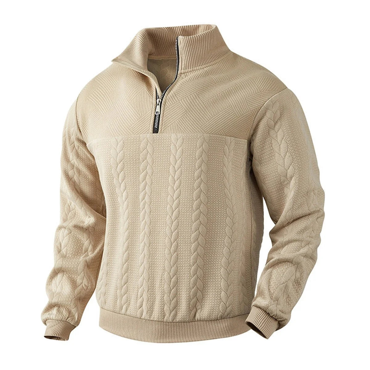 Nuana | Herren Zopfstrick-Pullover mit Viertelreißverschluss Knit Sweater