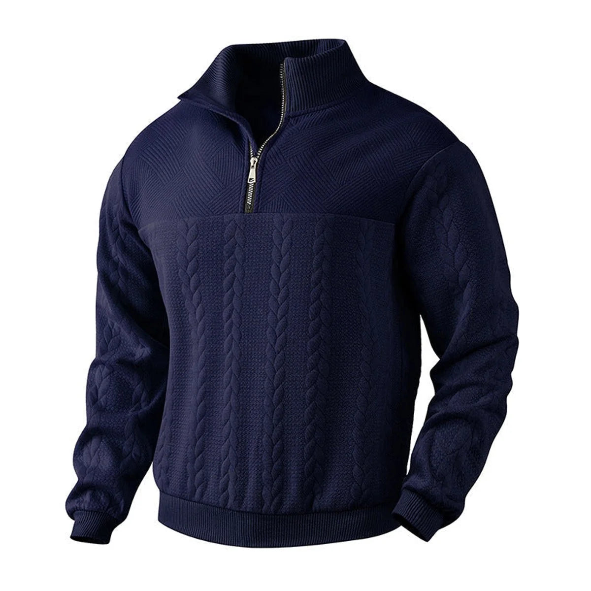 Nuana | Herren Zopfstrick-Pullover mit Viertelreißverschluss Knit Sweater