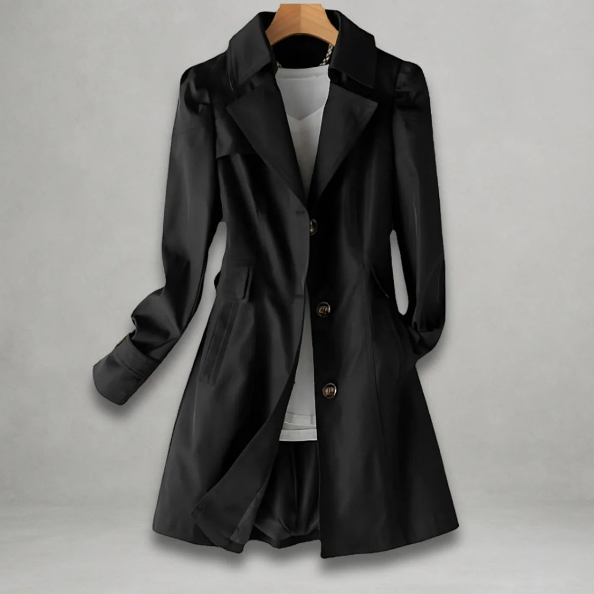 Nuana Katharina | Damen Trenchcoat eleganter Einreiher Baumwoll-Nylon-Mantel