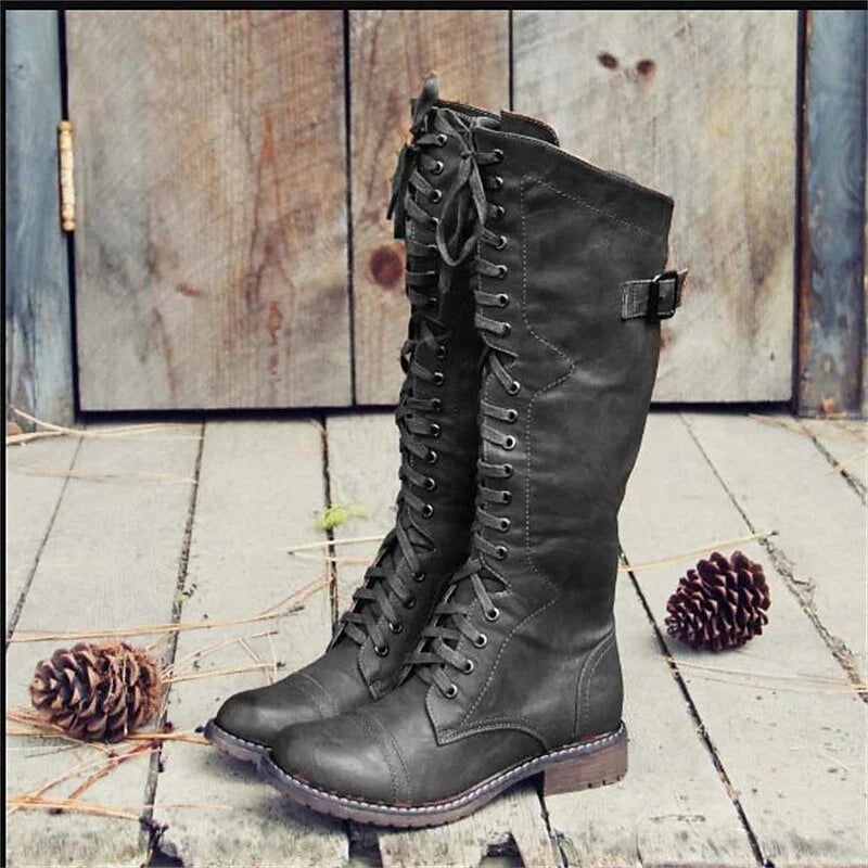 Nuana Lena | Damen Hohe Schnürstiefel im Reitstil