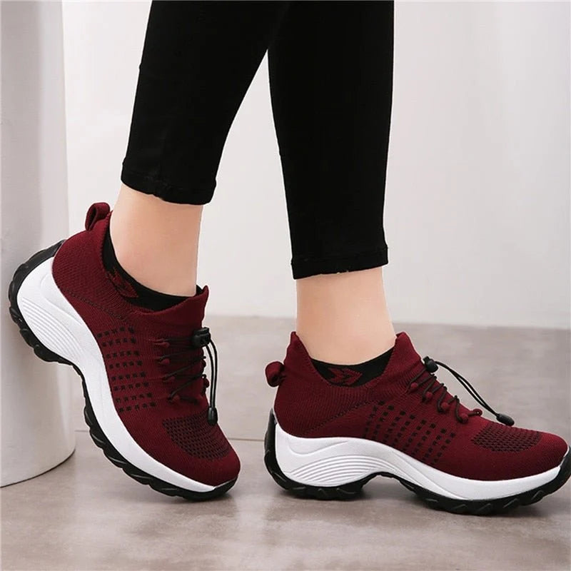 Nuana Lena | Damen Orthopädische Gedämpfte Schnürsenkel Plateau-Sneaker