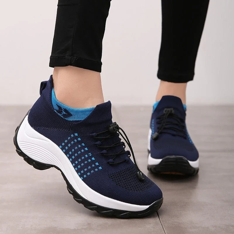 Nuana Lena | Damen Orthopädische Gedämpfte Schnürsenkel Plateau-Sneaker