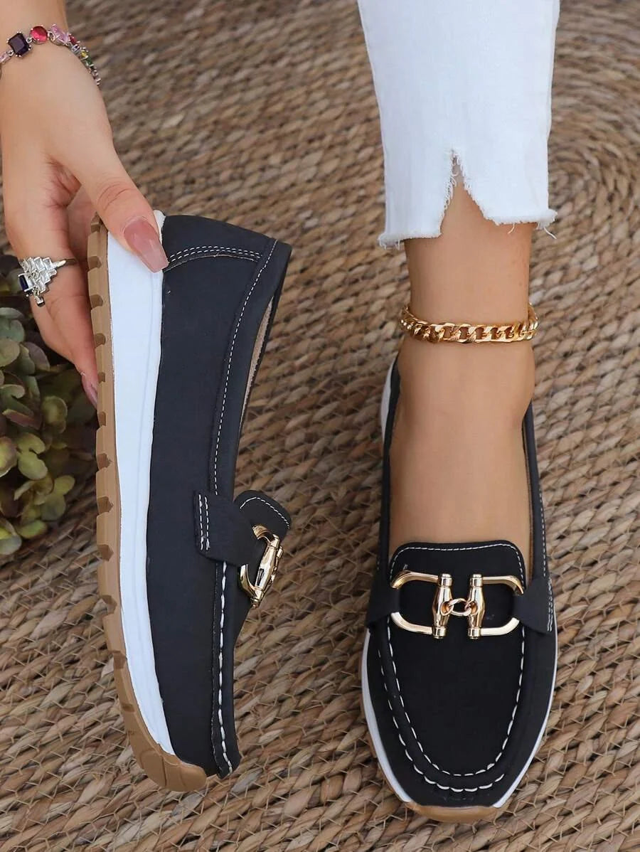 Nuana Leonie Damen Orthopädische Rutschfeste Slipper mit Golddetail