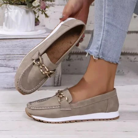 Nuana Leonie Damen Orthopädische Rutschfeste Slipper mit Golddetail