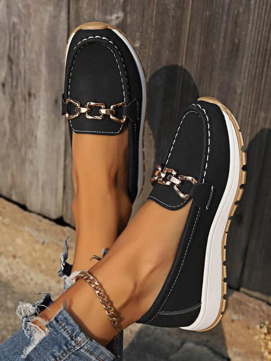 Nuana Leonie Damen Orthopädische Rutschfeste Slipper mit Golddetail