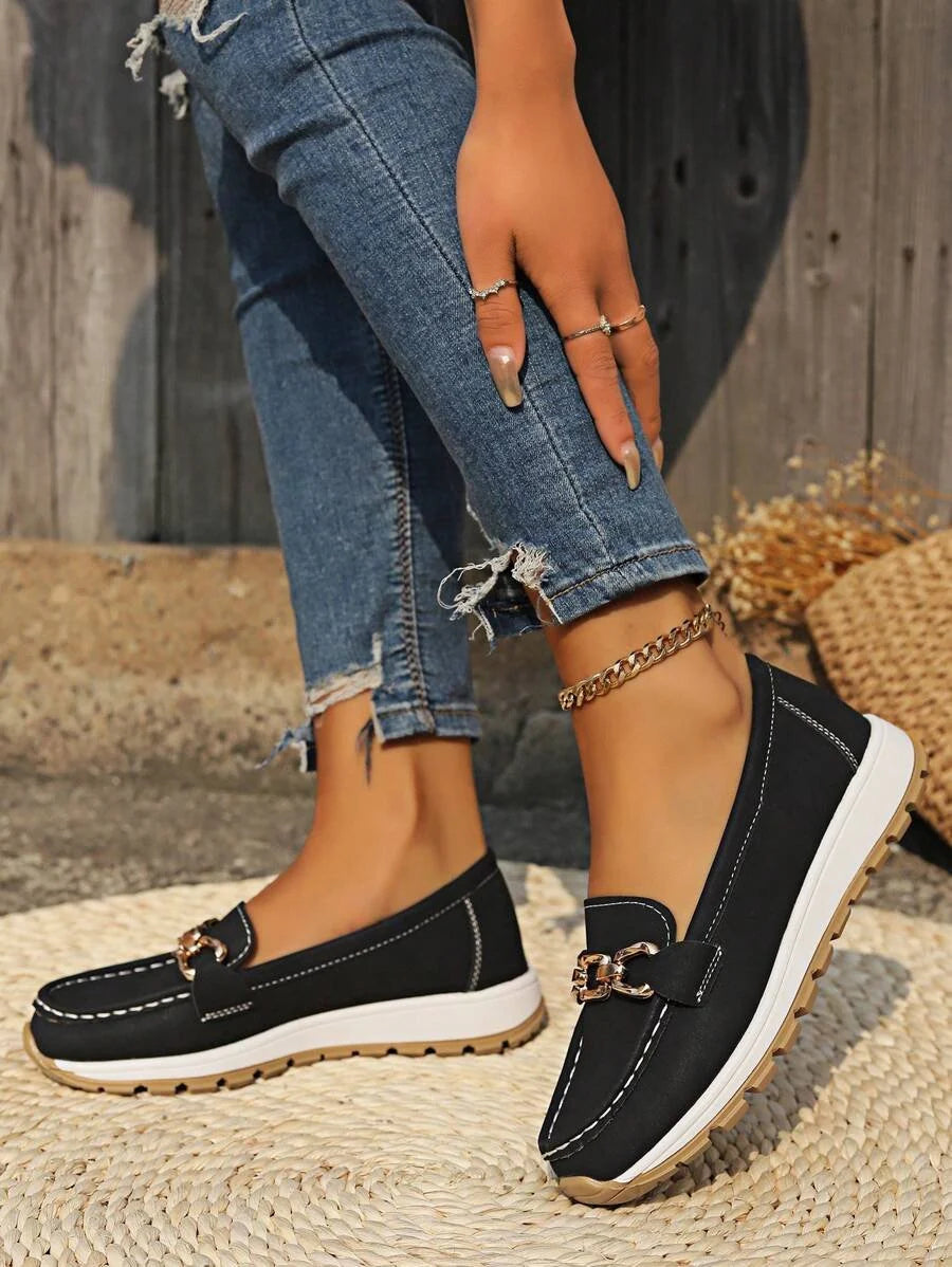 Nuana Leonie Damen Orthopädische Rutschfeste Slipper mit Golddetail