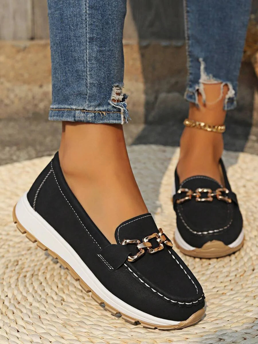 Nuana Leonie Damen Orthopädische Rutschfeste Slipper mit Golddetail
