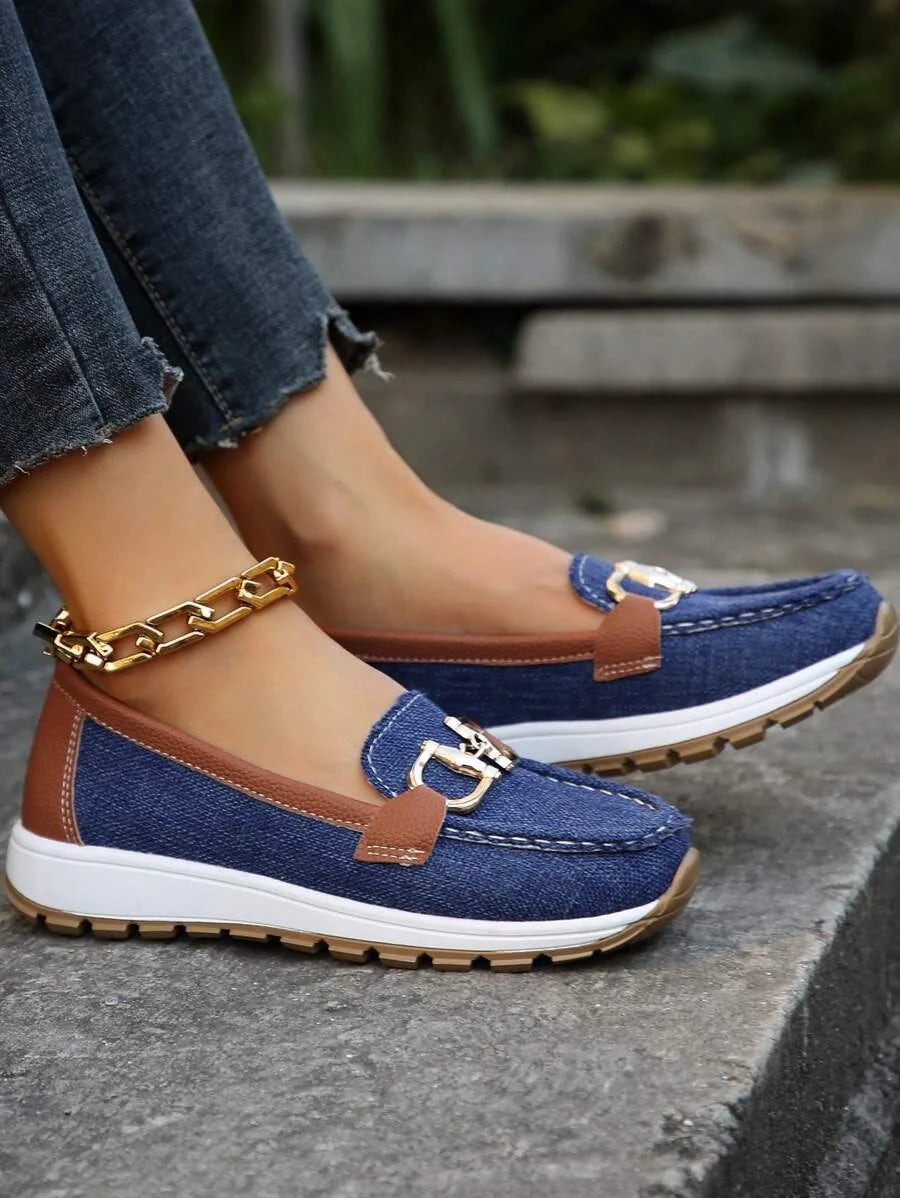 Nuana Leonie Damen Orthopädische Rutschfeste Slipper mit Golddetail
