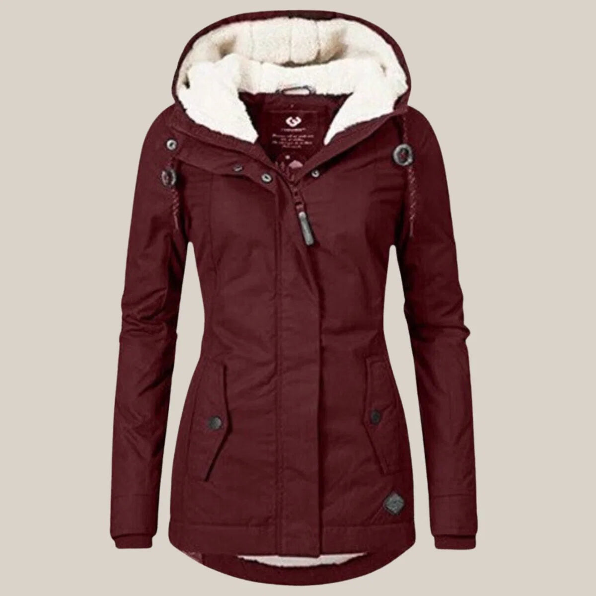 Nuana Leonie | Damen Steppjacke mit Fleecefutter Kapuze Winterjacke