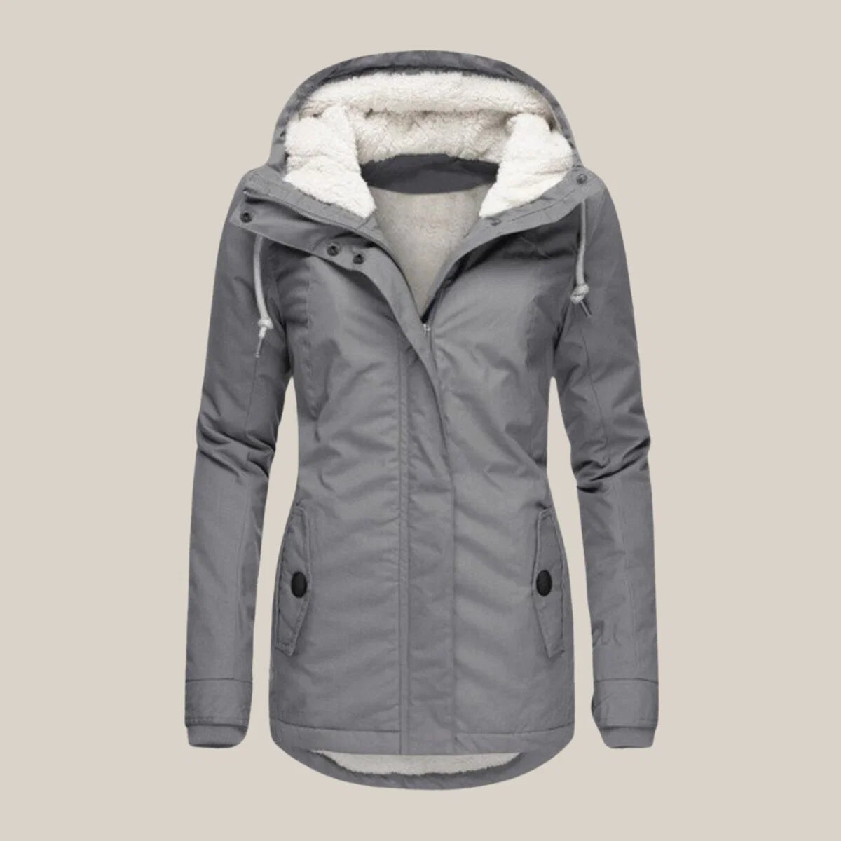Nuana Leonie | Damen Steppjacke mit Fleecefutter Kapuze Winterjacke
