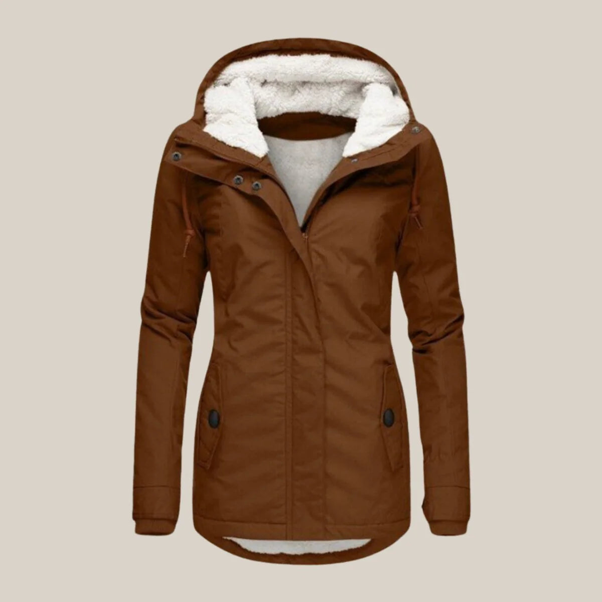 Nuana Leonie | Damen Steppjacke mit Fleecefutter Kapuze Winterjacke