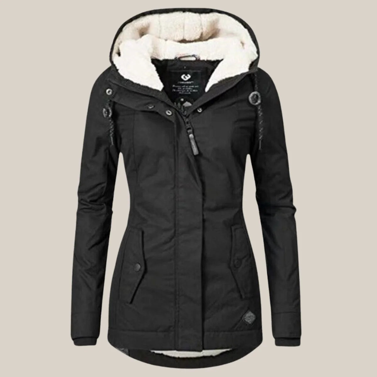 Nuana Leonie | Damen Steppjacke mit Fleecefutter Kapuze Winterjacke