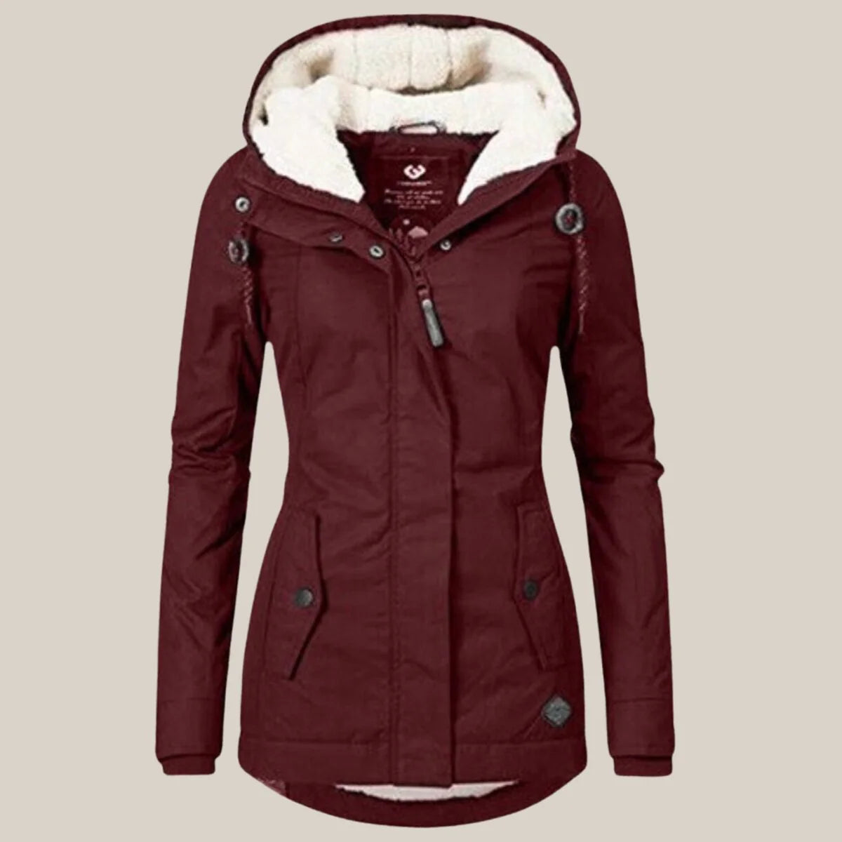 Nuana Leonie | Damen Steppjacke mit Fleecefutter Kapuze Winterjacke