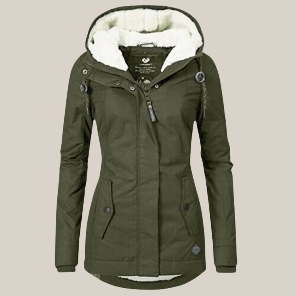 Nuana Leonie | Damen Steppjacke mit Fleecefutter Kapuze Winterjacke