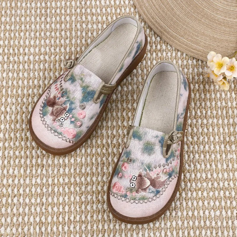 Nuana Marie | Damen Bestickte Blumen Slip-On Loafer mit Perlenverzierung