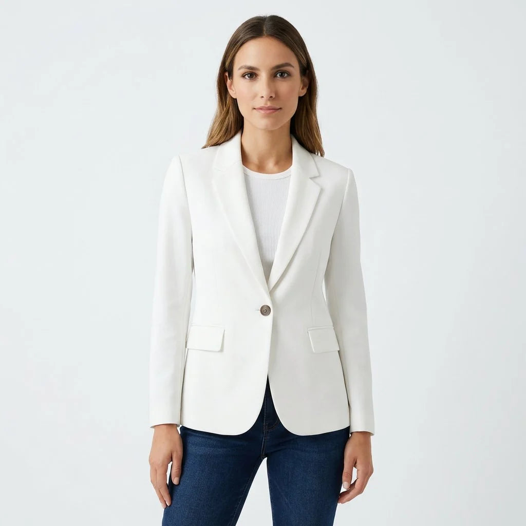 Nuana Marie Damen Klassischer Einknopf-Blazer Tailliert