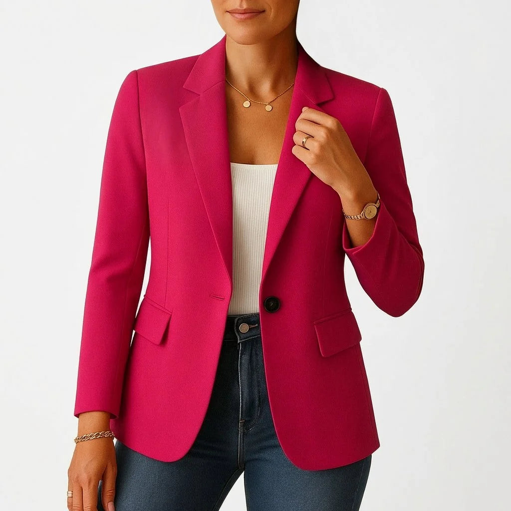 Nuana Marie Damen Klassischer Einknopf-Blazer Tailliert