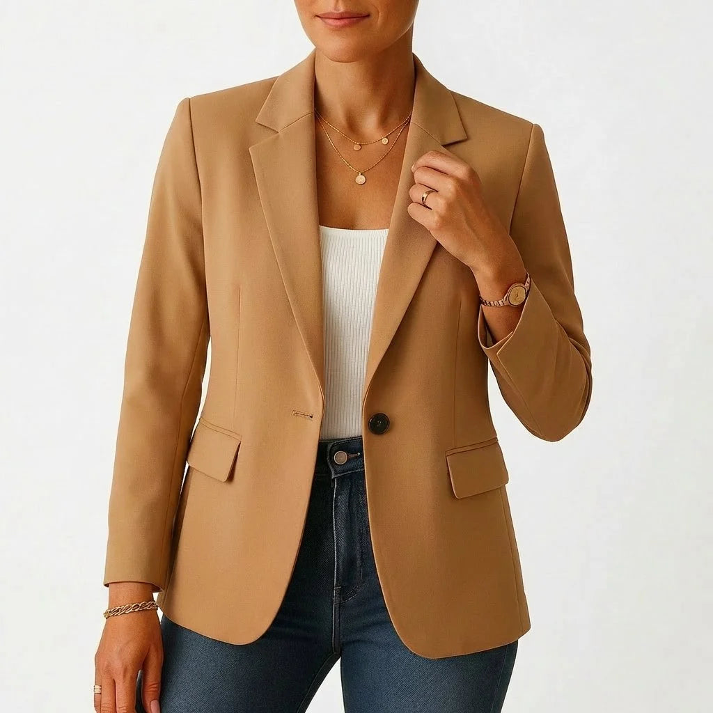 Nuana Marie Damen Klassischer Einknopf-Blazer Tailliert