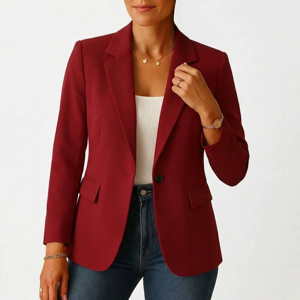 Nuana Marie Damen Klassischer Einknopf-Blazer Tailliert
