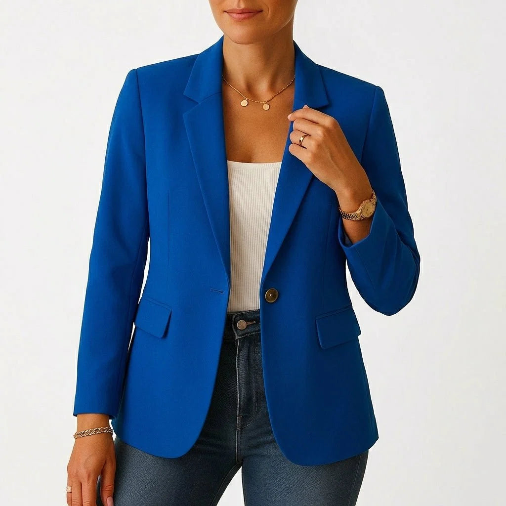 Nuana Marie Damen Klassischer Einknopf-Blazer Tailliert
