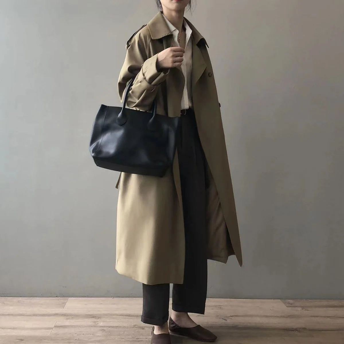 Nuana Marlene | Damen Langer Wasserabweisender Doppelreihiger Trench Coat