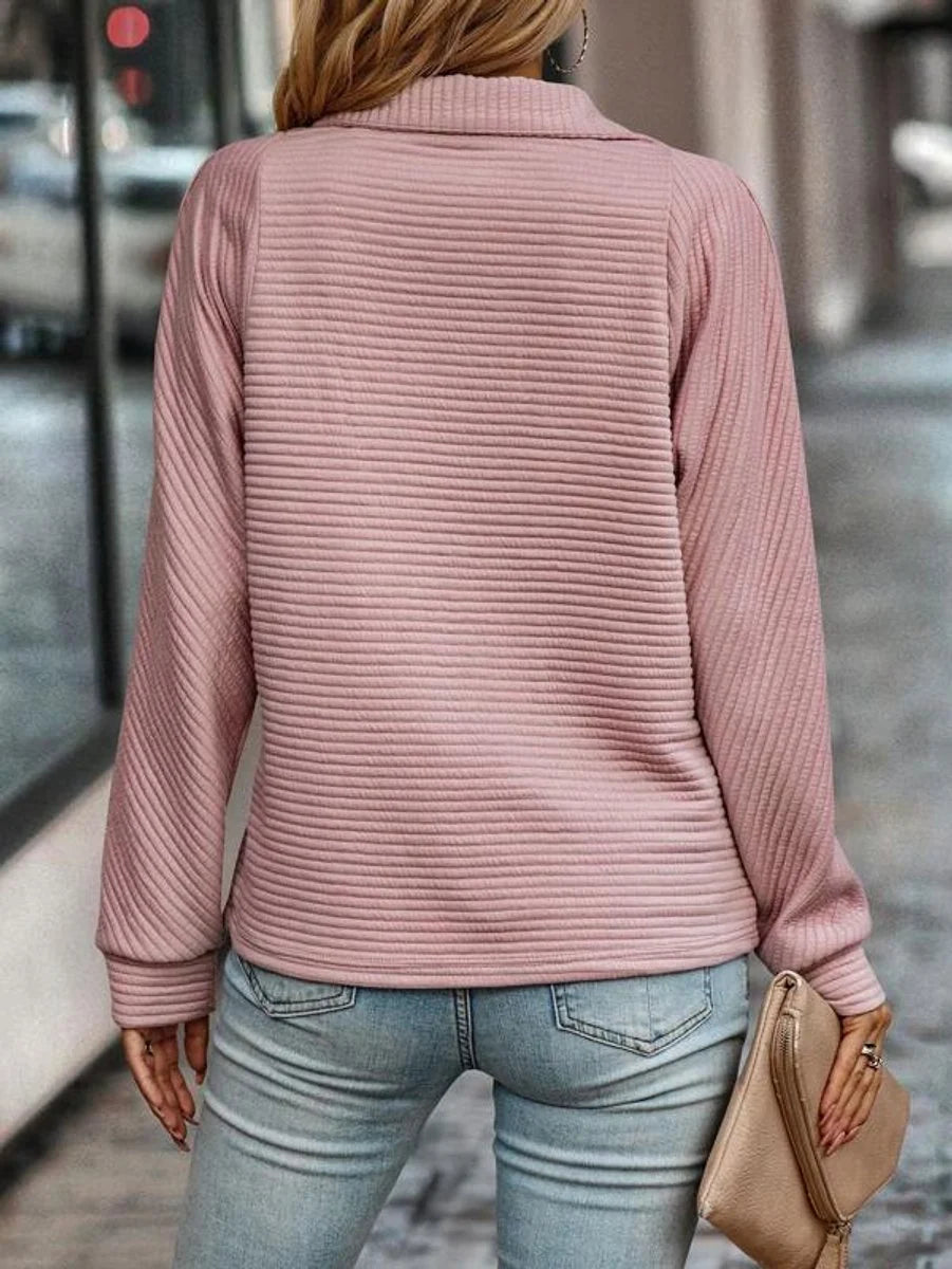Nuana Mia Damen Strickpullover Reißverschluss Stehkragen Langarm
