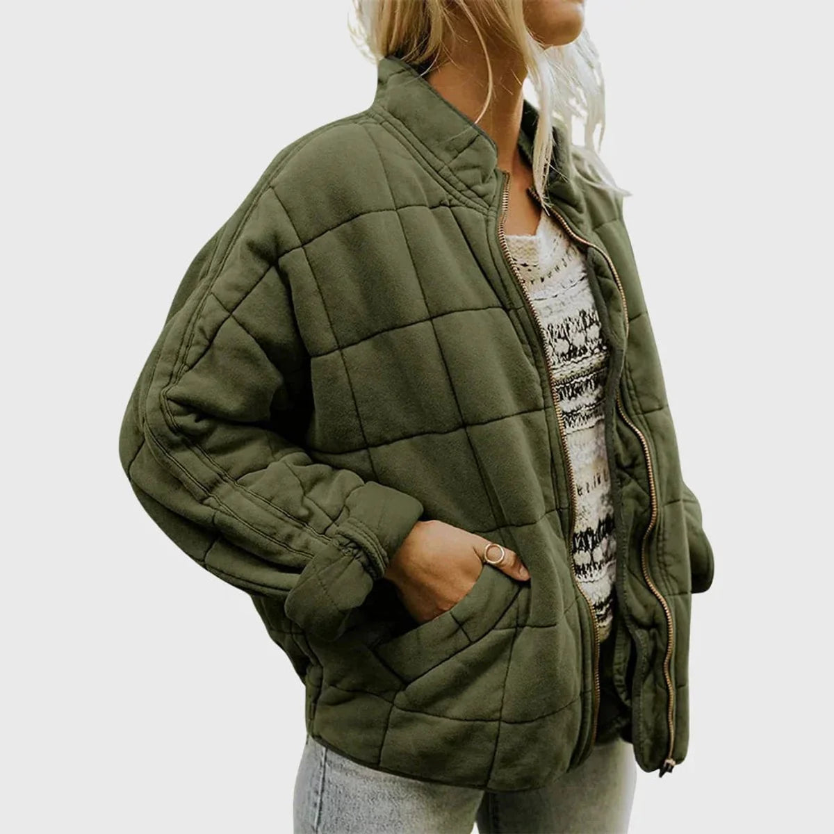 Nuana Nora Damen Steppjacke Leichte Gefütterte Kurzjacke mit Reißverschluss