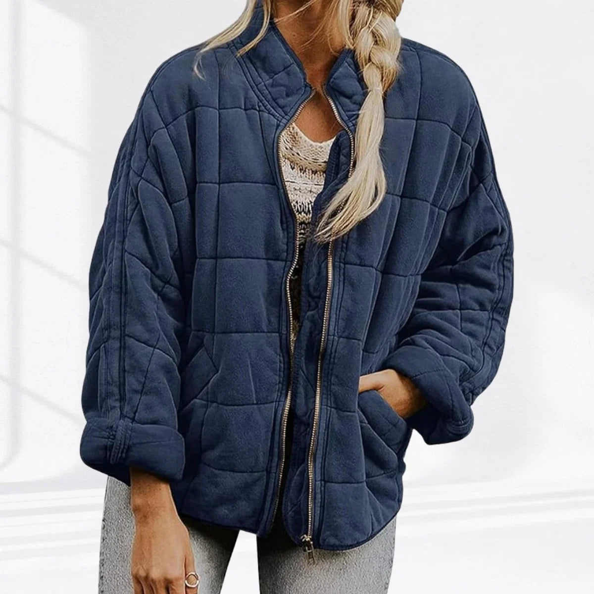 Nuana Nora Damen Steppjacke Leichte Gefütterte Kurzjacke mit Reißverschluss