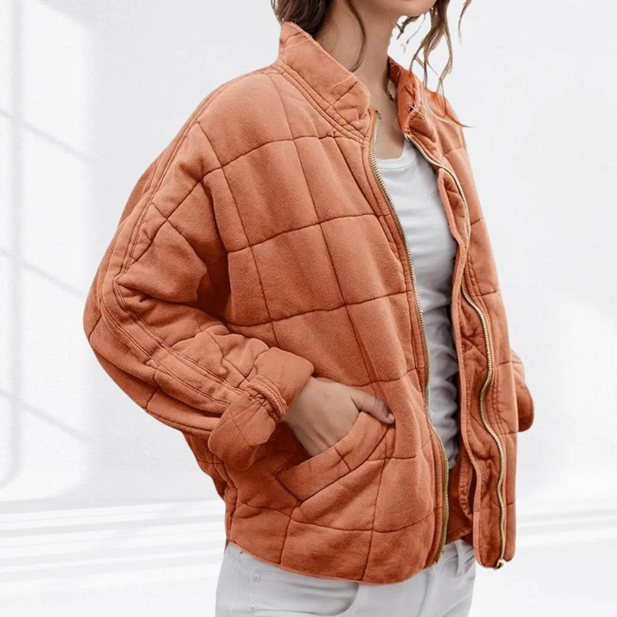 Nuana Nora Damen Steppjacke Leichte Gefütterte Kurzjacke mit Reißverschluss