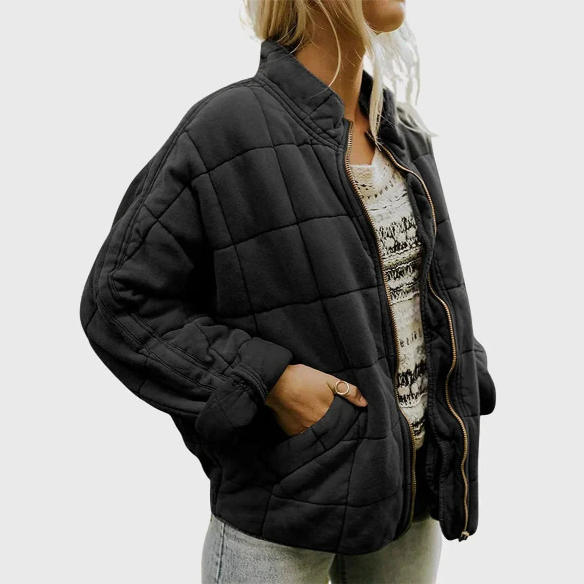 Nuana Nora Damen Steppjacke Leichte Gefütterte Kurzjacke mit Reißverschluss