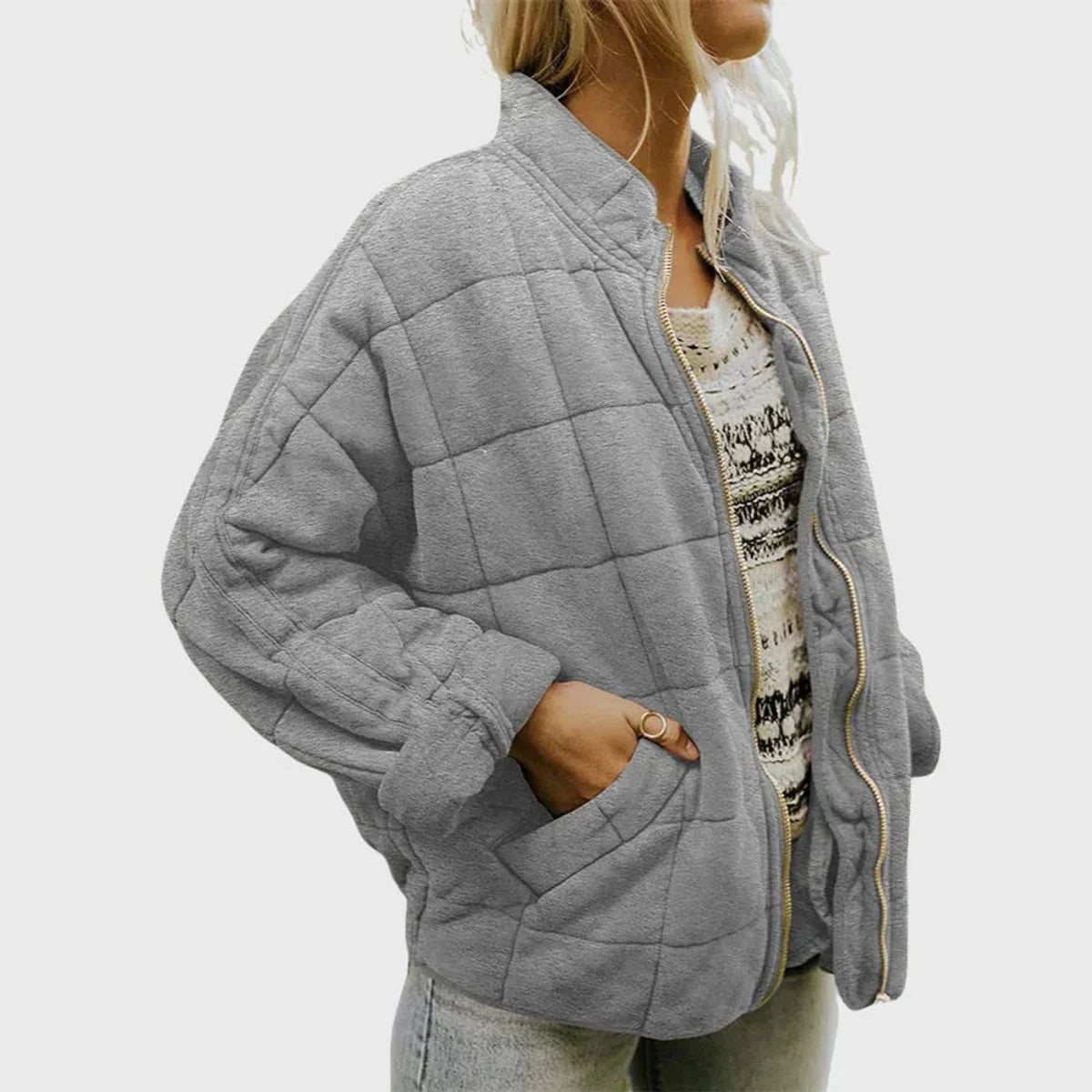 Nuana Nora Damen Steppjacke Leichte Gefütterte Kurzjacke mit Reißverschluss