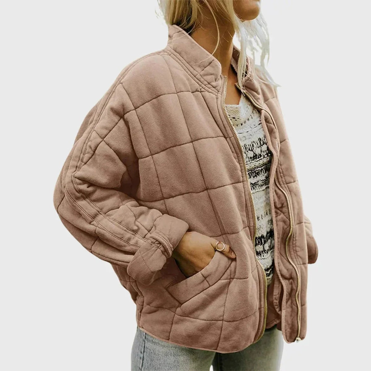 Nuana Nora Damen Steppjacke Leichte Gefütterte Kurzjacke mit Reißverschluss