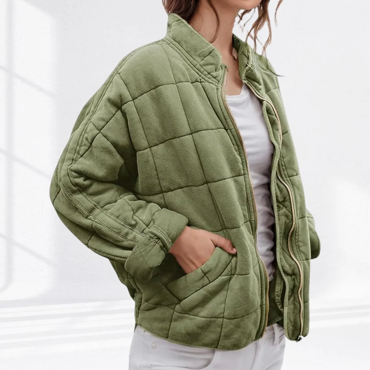 Nuana Nora Damen Steppjacke Leichte Gefütterte Kurzjacke mit Reißverschluss