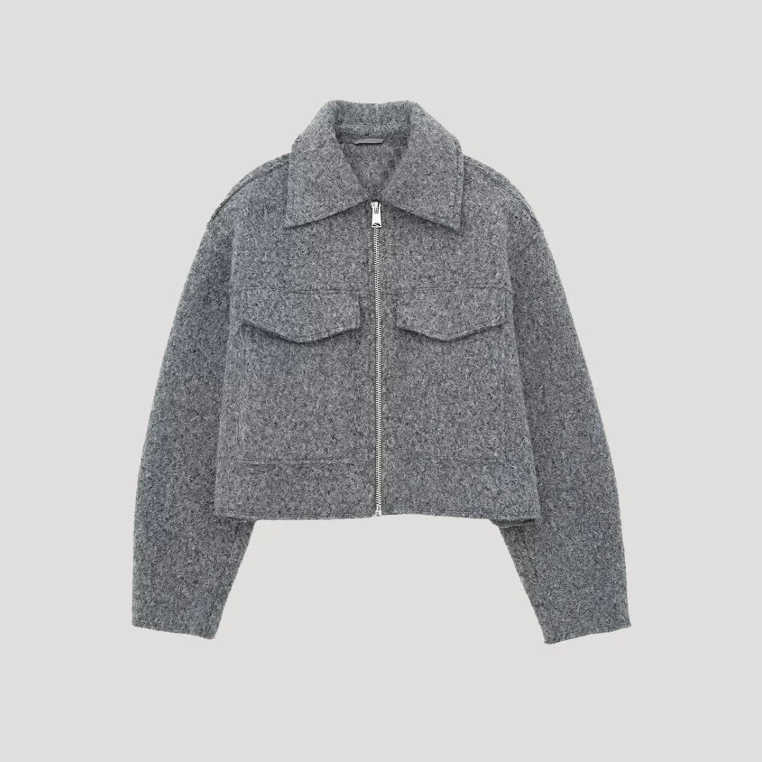 Nuana Rita Damen Kurze Winterjacke mit Reißverschluss Vorne