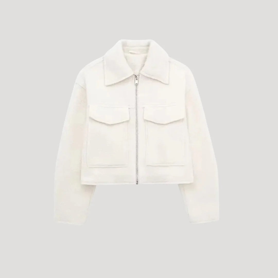 Nuana Rita Damen Kurze Winterjacke mit Reißverschluss Vorne