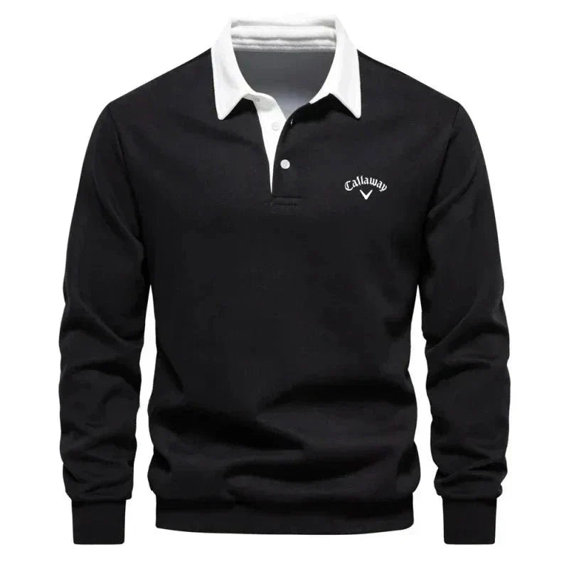 Nuana Sebastian | Herren Langarm-Polo Pullover Strick Kontrastkragen Tailored Fit