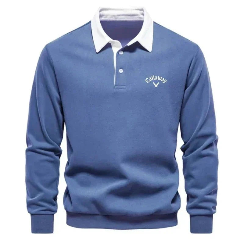 Nuana Sebastian | Herren Langarm-Polo Pullover Strick Kontrastkragen Tailored Fit