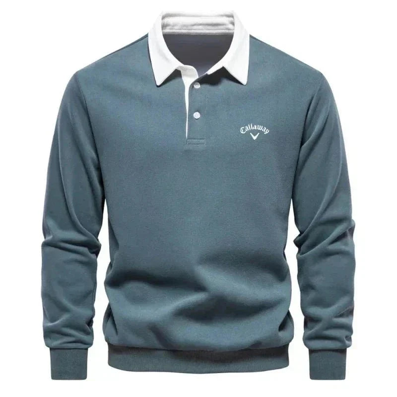 Nuana Sebastian | Herren Langarm-Polo Pullover Strick Kontrastkragen Tailored Fit