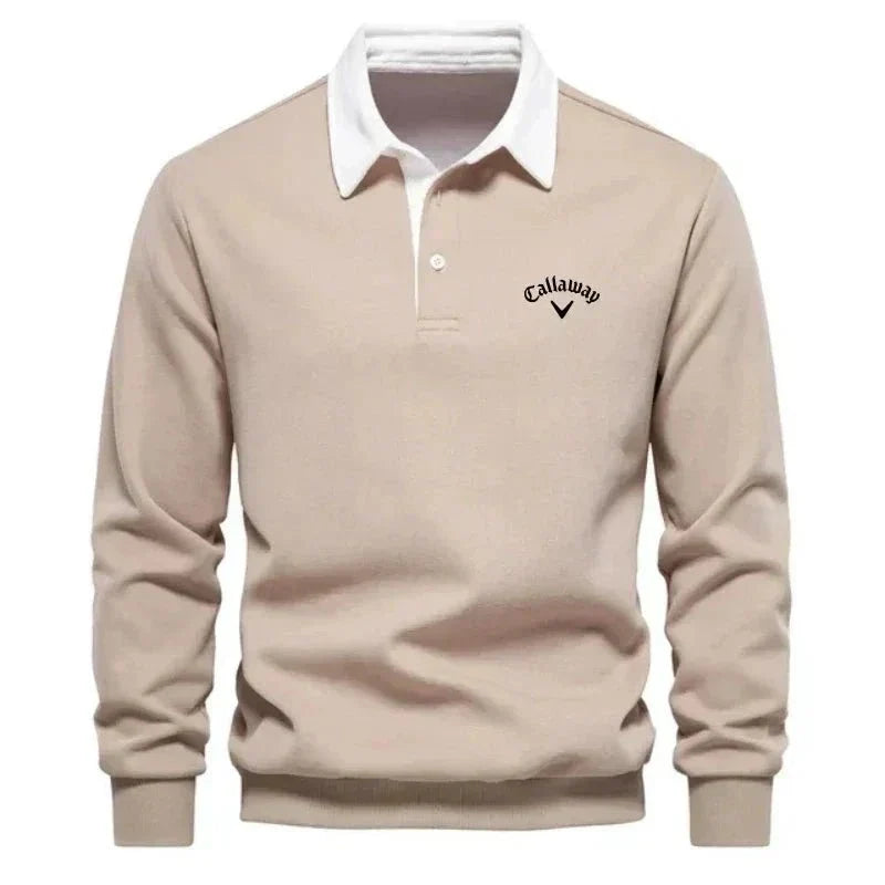 Nuana Sebastian | Herren Langarm-Polo Pullover Strick Kontrastkragen Tailored Fit