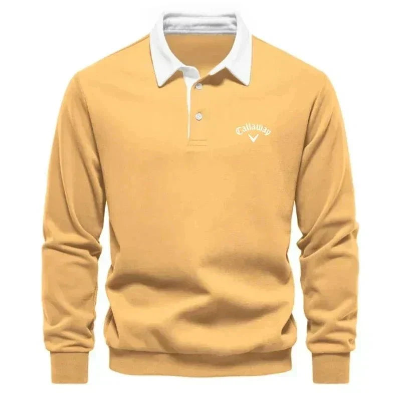 Nuana Sebastian | Herren Langarm-Polo Pullover Strick Kontrastkragen Tailored Fit