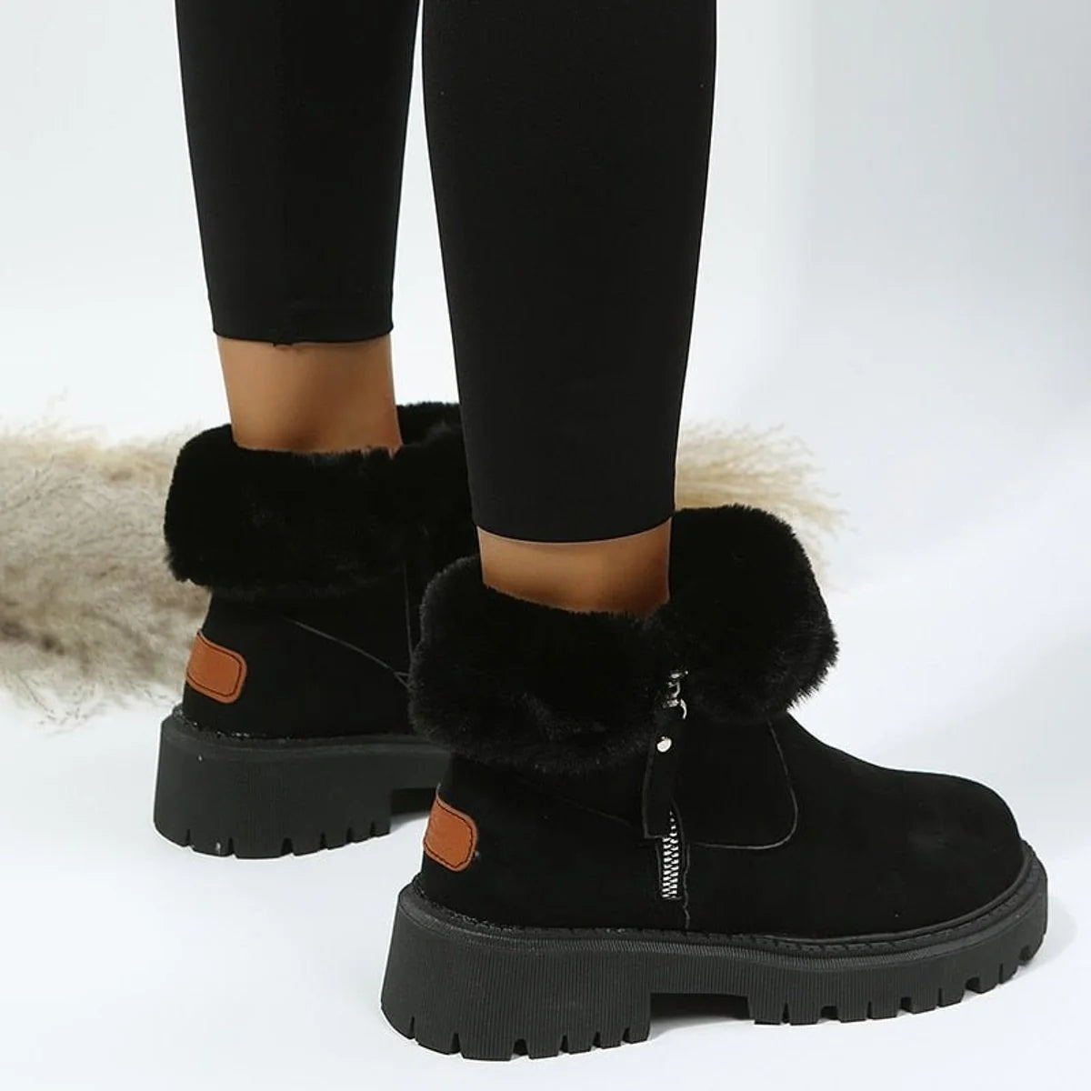 Nuana | Stiefeletten Damen Gefütterte Wildleder-Ankle-Boots Reißverschluss