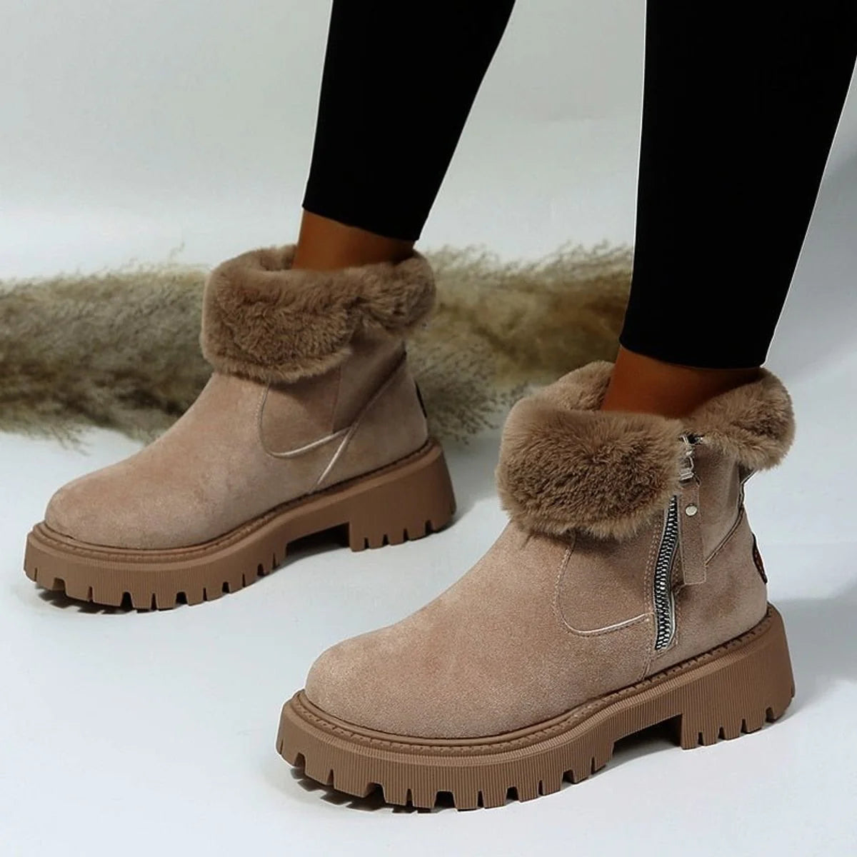 Nuana | Stiefeletten Damen Gefütterte Wildleder-Ankle-Boots Reißverschluss