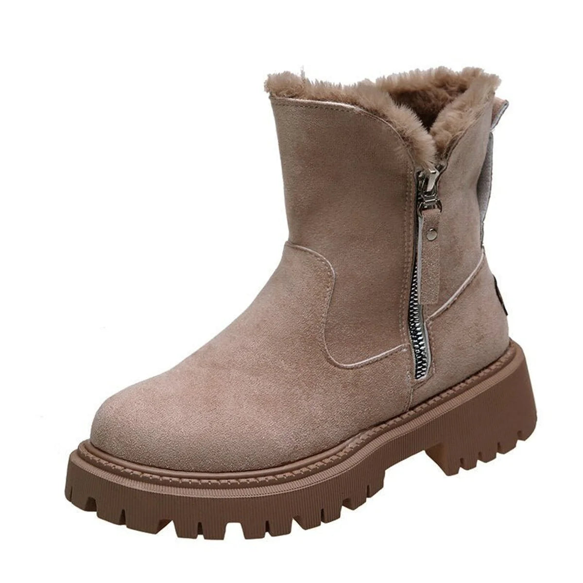 Nuana | Stiefeletten Damen Gefütterte Wildleder-Ankle-Boots Reißverschluss