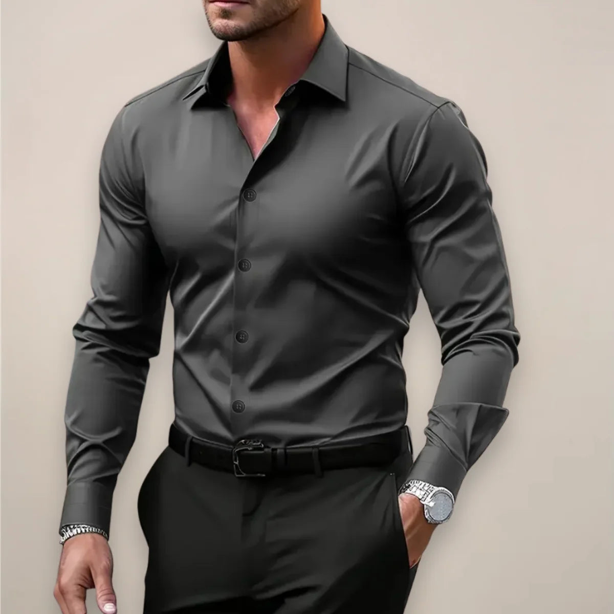 Nuana Stilvolles Herren Frühjahrs Slim Fit Hemd